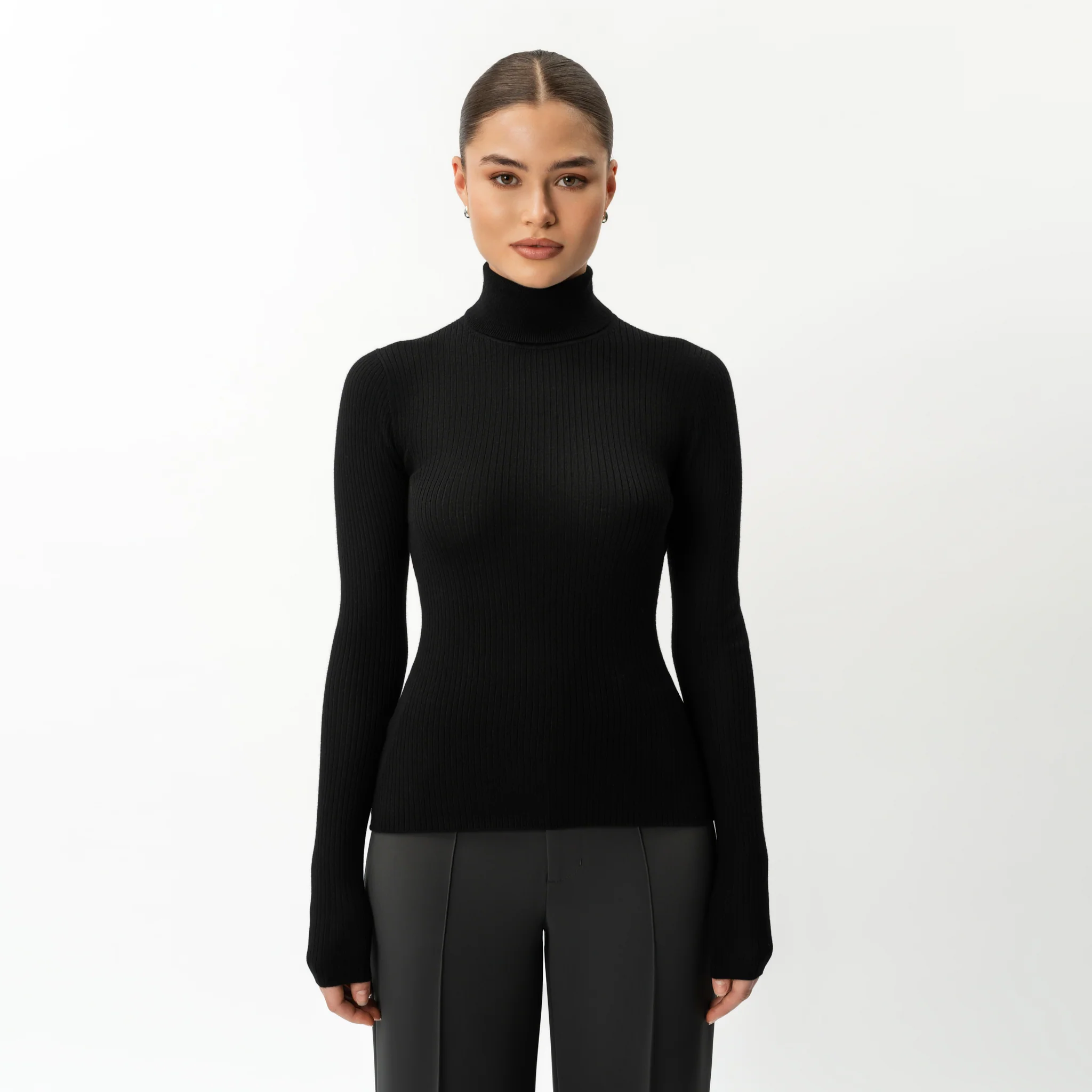 Merino Wool Ribbed Turtleneck