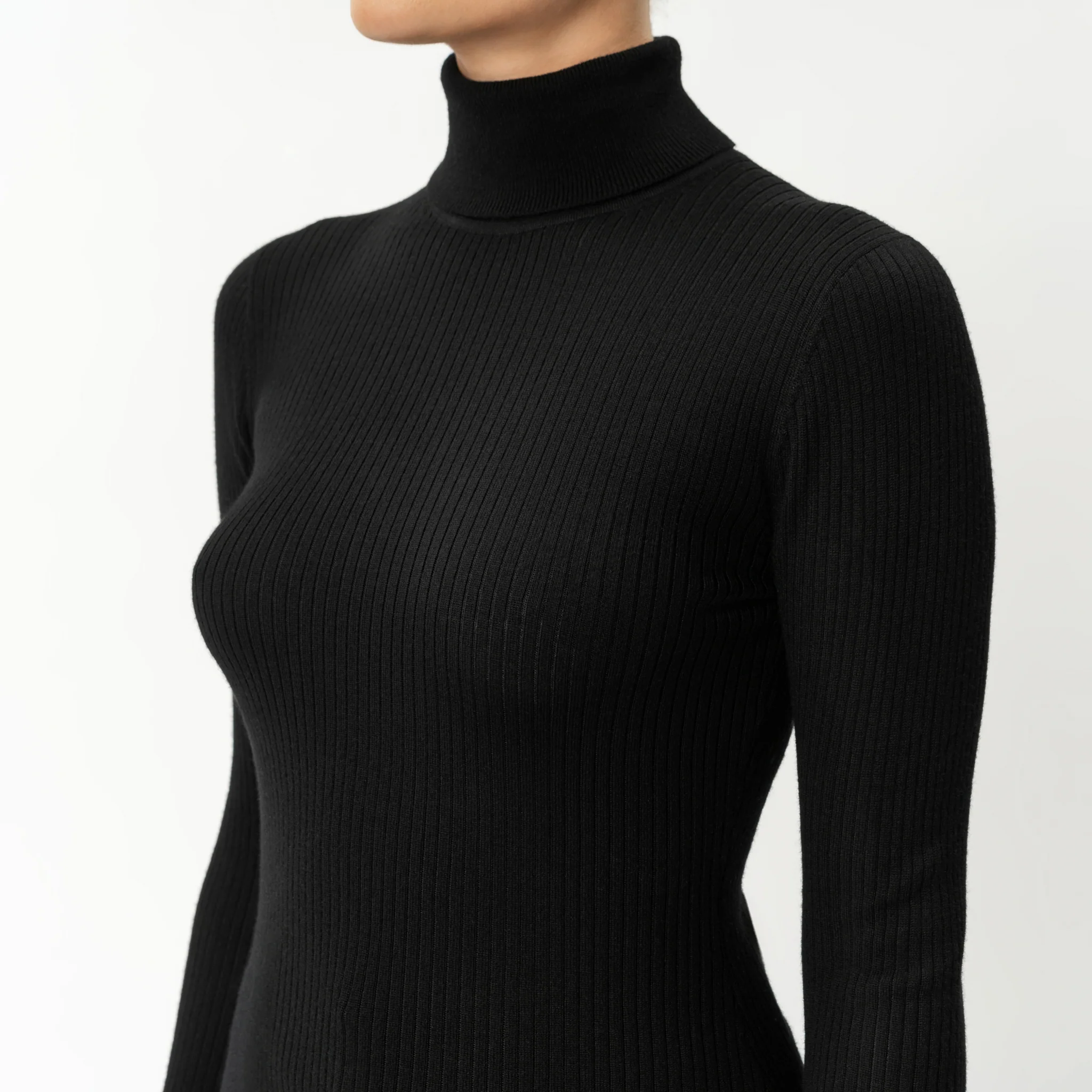 Merino Wool Ribbed Turtleneck - Image 2