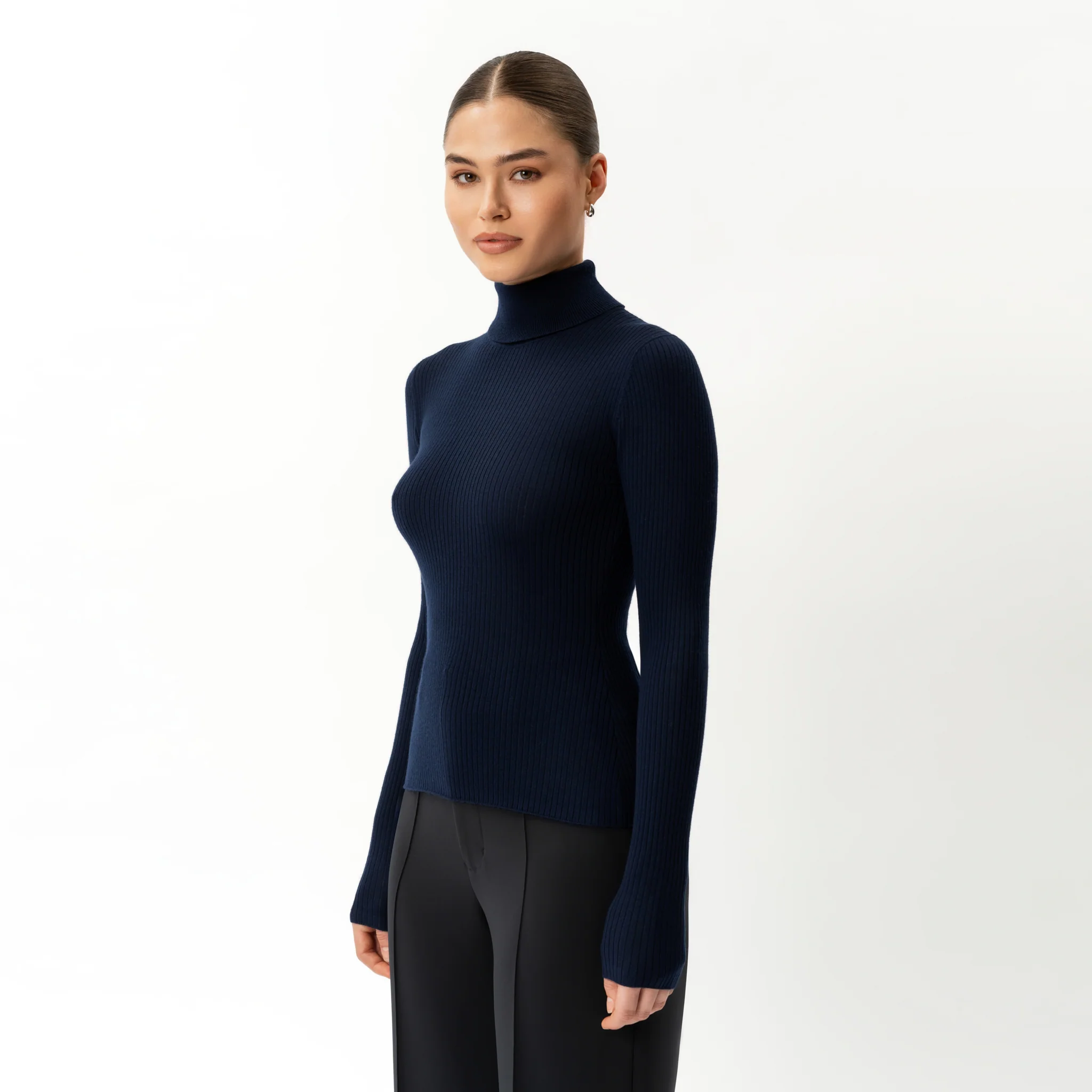 Merino Wool Ribbed Turtleneck - Image 3